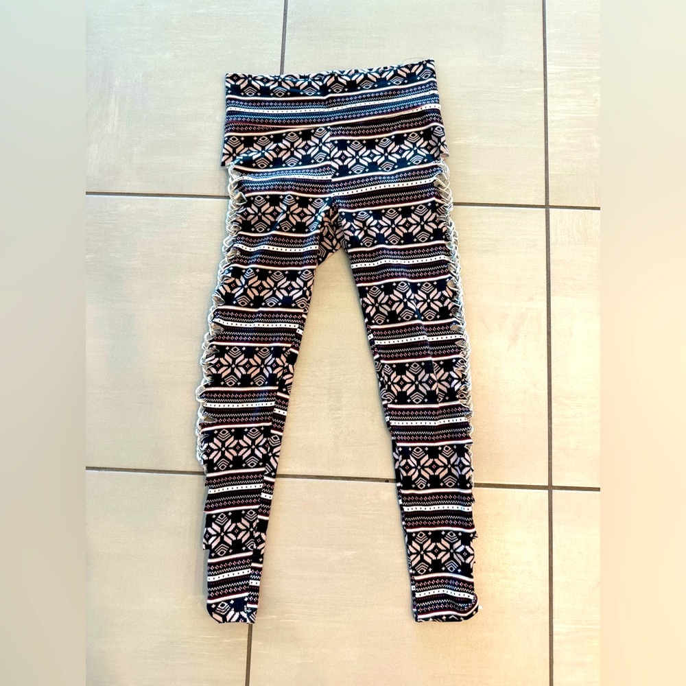 Onyx Nine Christmas/Fall Slit Weave Leggings size L